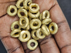 Handcrafted Ashanti Brass Ring Spacer Beads | Large Hole African Brass Donut Beads from Ghana | Jewelry Making Components