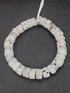 White Confetti Krobo Sugar Glass Short Tube Beads | Handcrafted Recycled Glass Beads from Ghana | Approx. 32 Beads Per Strand