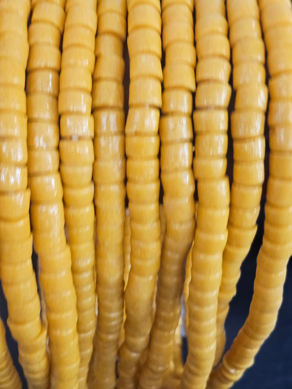 Golden Ochre Small Cube Tube Krobo Powdered Glass Beads | Ghana Recycled Glass | 77–78 Beads