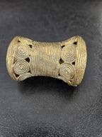 Oversized Ashanti Brass Talking Drum Bead — Spiral Medallion Openwork