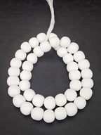 White Krobo Powdered Glass Round Beads | 13–14mm | Ghana | Approx. 40–41 Beads