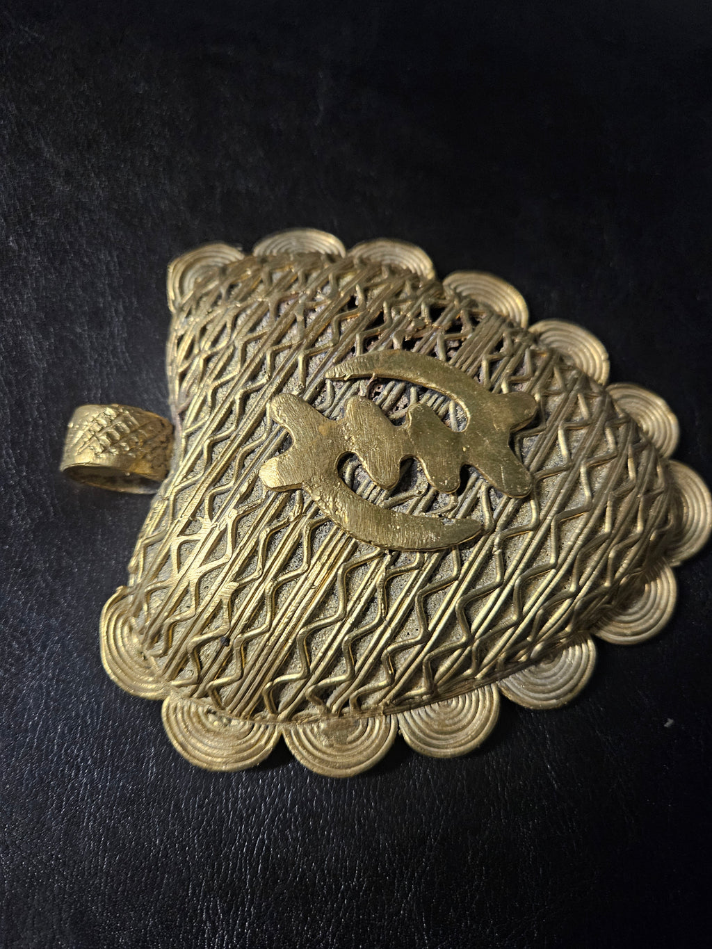 Oversized Gye Nyame Adinkra Brass Pendant – Handcrafted in Ghana