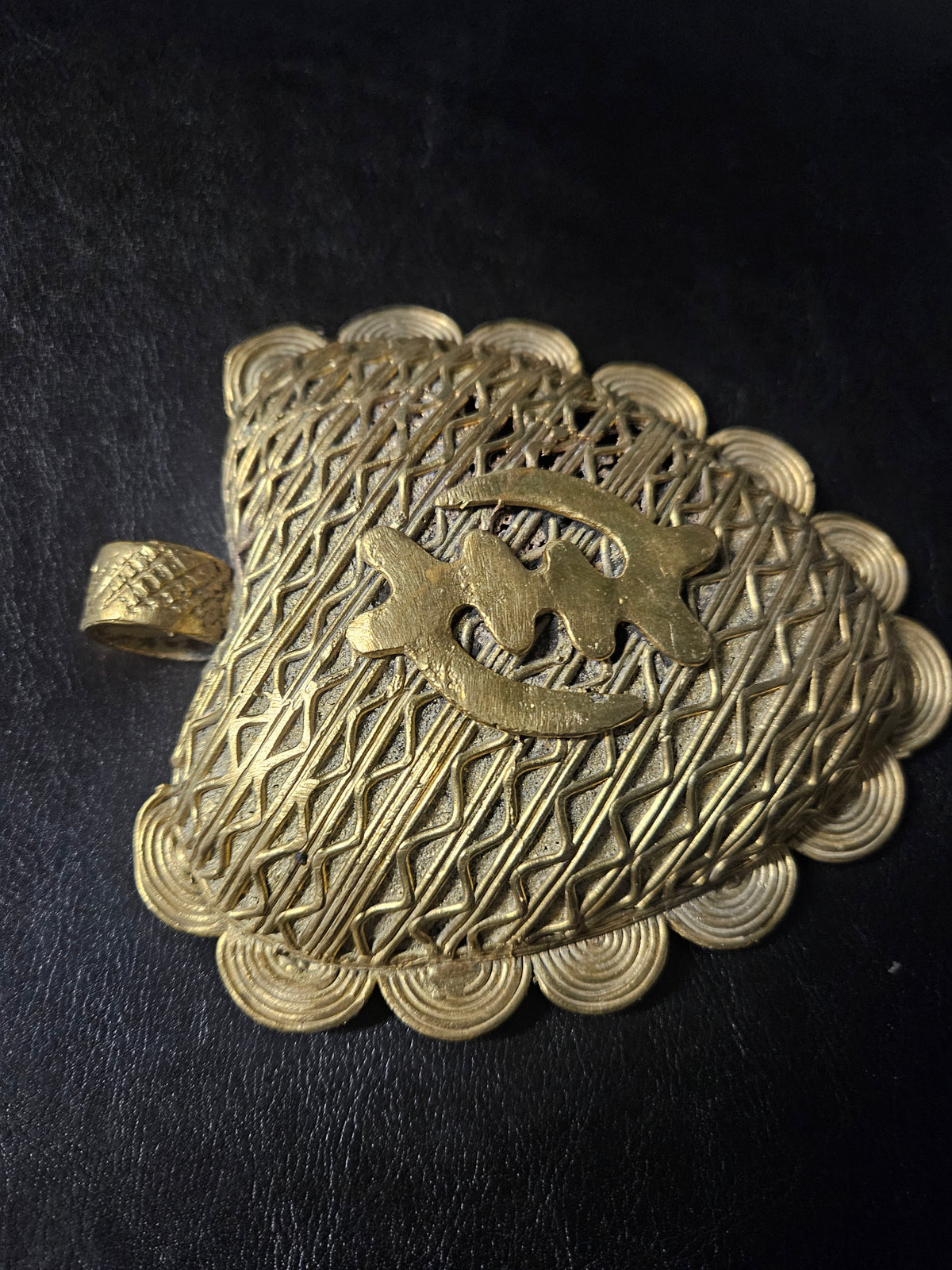 Oversized Gye Nyame Adinkra Brass Pendant – Handcrafted in Ghana