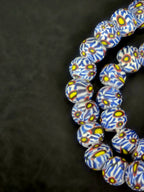 Sky Blue Eye Motif African Trade Beads Sourced in Ghana | Large-Hole Recycled Glass Trade Beads | 15–16mm Designer & Collector Strand