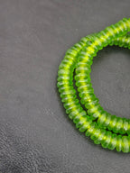 Authentic Lime Green Krobo Translucent Recycled Glass Rondelle Beads Handmade in Ghana