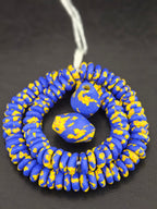 Blue African Beads Bundle – Krobo Glass Rondelles + Bicone Focals