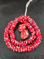 Red African Beads Bundle – Krobo Glass Rondelles + Bicone Focals