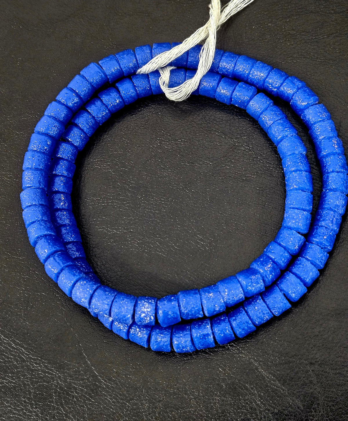 Electric Cobalt Small Cube Tube Krobo Powdered Glass Beads | Ghana Recycled Glass | 77–78 Beads