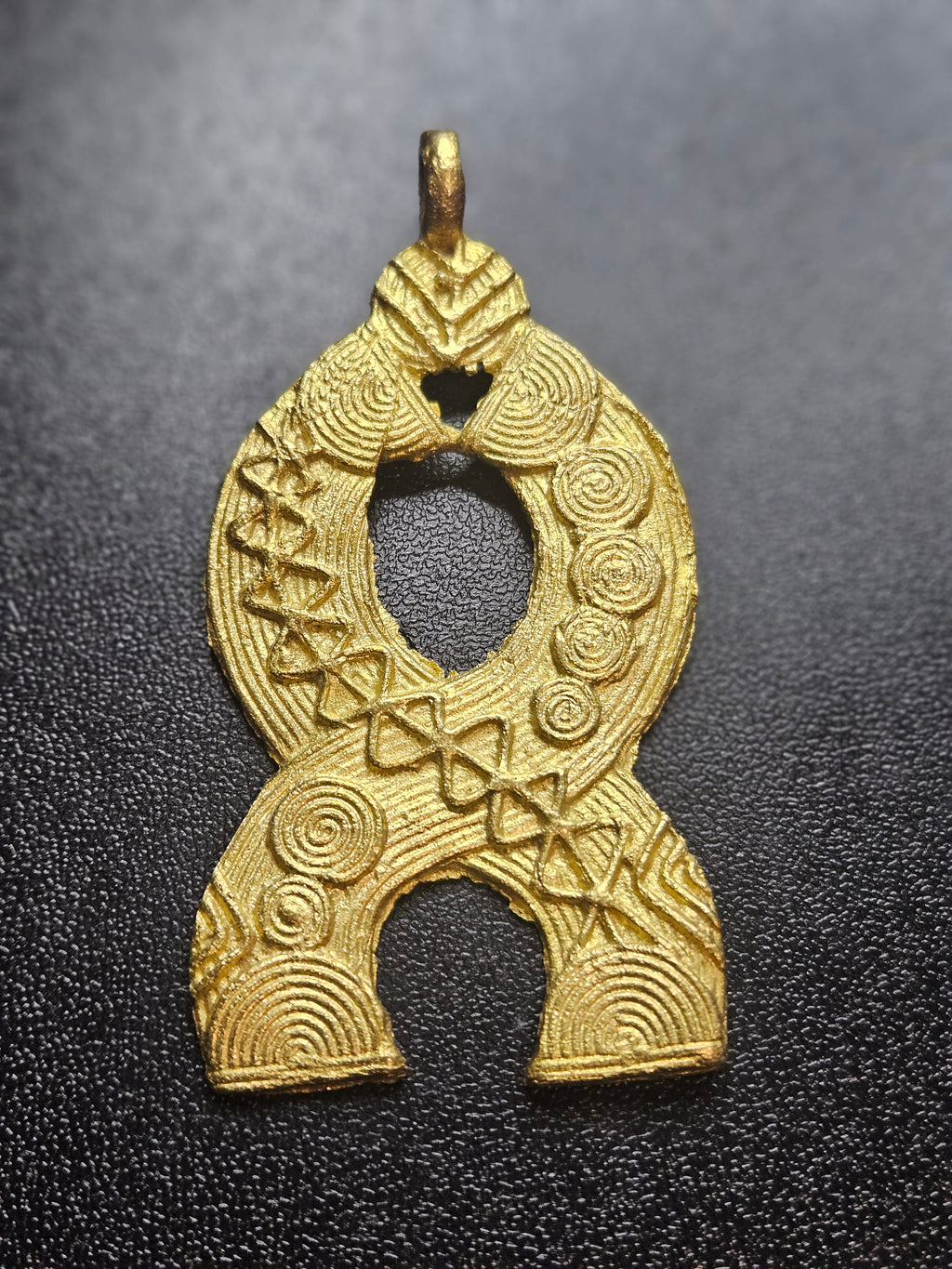 Ashanti Brass Pendant – Sacred Openwork Heritage Symbol (45mm × 85mm)