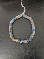 Ivory Multicolor Krobo Painted Glass Long Tube Beads | Handmade African Recycled Glass from Ghana