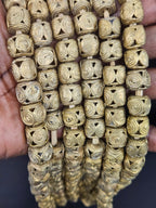 Handcrafted Ashanti Brass Spiral Filigree Cube Beads | Large Hole Ghana Brass Beads | African Brass Jewelry Making Supplies
