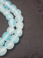 Authentic African Beads from Ghana | Chunky Sky Blue Translucent Recycled Glass Beads | Handmade Krobo Beads 12–14mm