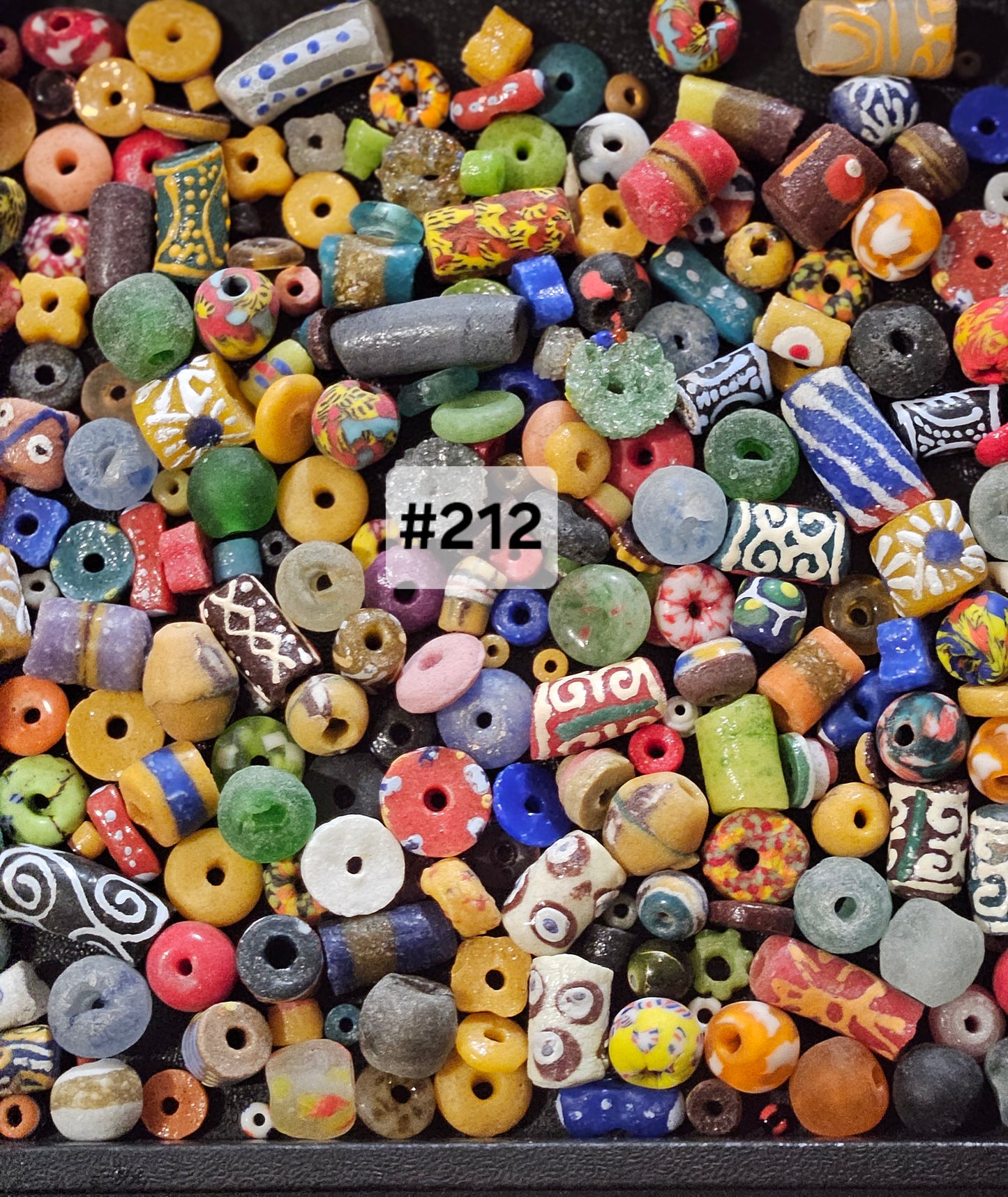 Soup‑Mix of Authentic Ghanaian Krobo Recycled Glass Beads – Approx. 160 Beads (One Cup) – Eco‑Chic Jewelry Supply