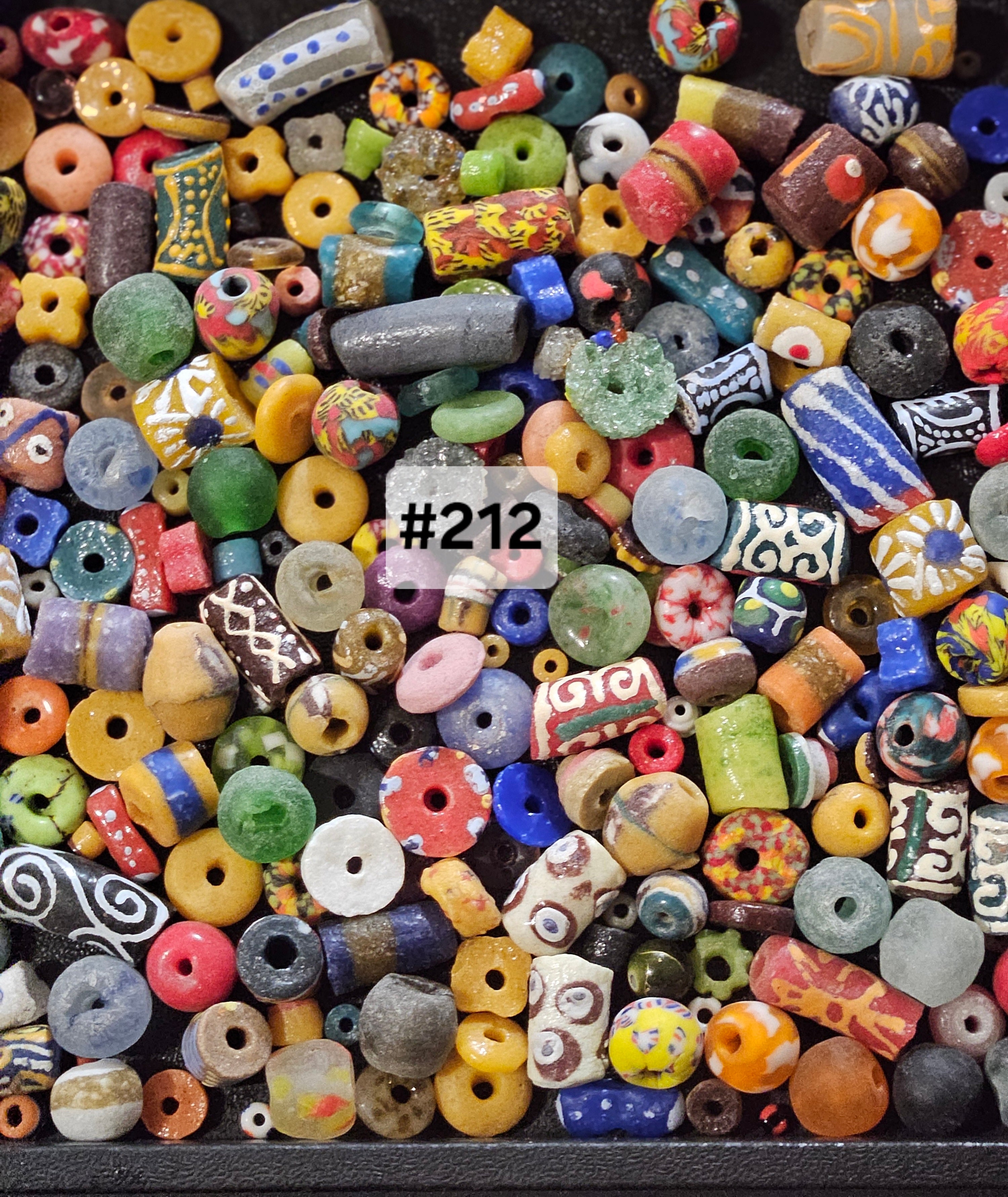 Soup‑Mix of Authentic Ghanaian Krobo Recycled Glass Beads – Approx. 160 Beads (One Cup) – Eco‑Chic Jewelry Supply