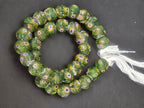 Emerald Green Eye Motif African Trade Beads Sourced in Ghana | Large-Hole Recycled Glass Trade Beads | 15–16mm Designer & Collector Strand