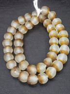 Authentic African Beads from Ghana | Krobo Translucent Recycled Glass Beads | Chunky Handmade Glass Beads 12–14mm