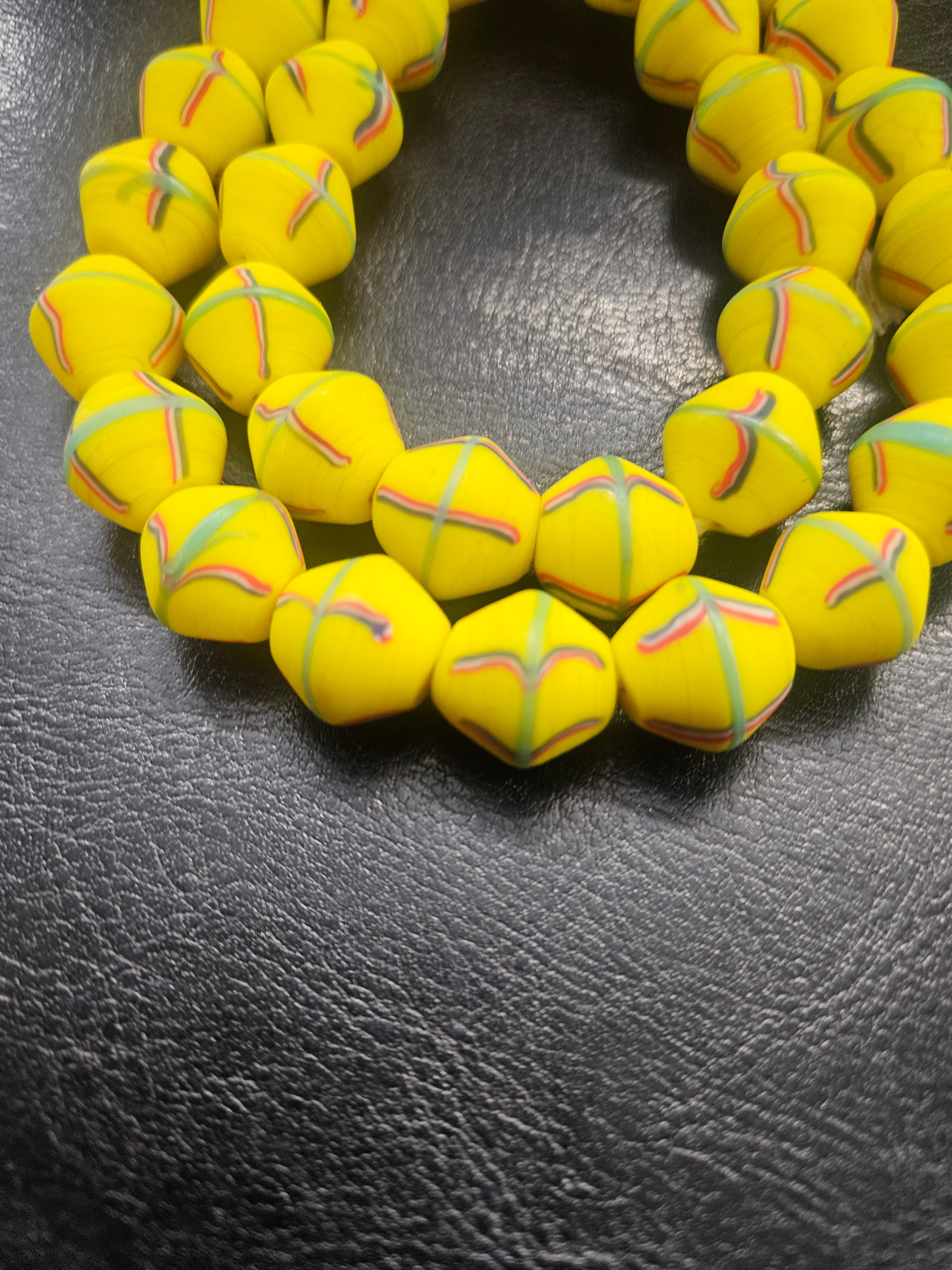 Yellow Cross Trade Beads – Multicolor 13.5 × 14.5mm