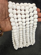 White Krobo Powdered Glass Round Beads | 13–14mm | Ghana | Approx. 40–41 Beads