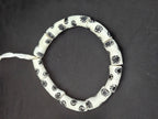 Ivory White Krobo Painted Glass Tube Beads with Ebony Black Medallion Motifs