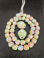 African Glass Bead Bundle – Multicolor Krobo Rounds + Focal Beads