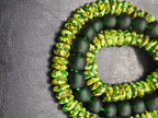 Lime Green Hand-Painted Krobo Rondelle Glass Beads & Emerald Green Pocket Glass Beads | Handmade in Ghana