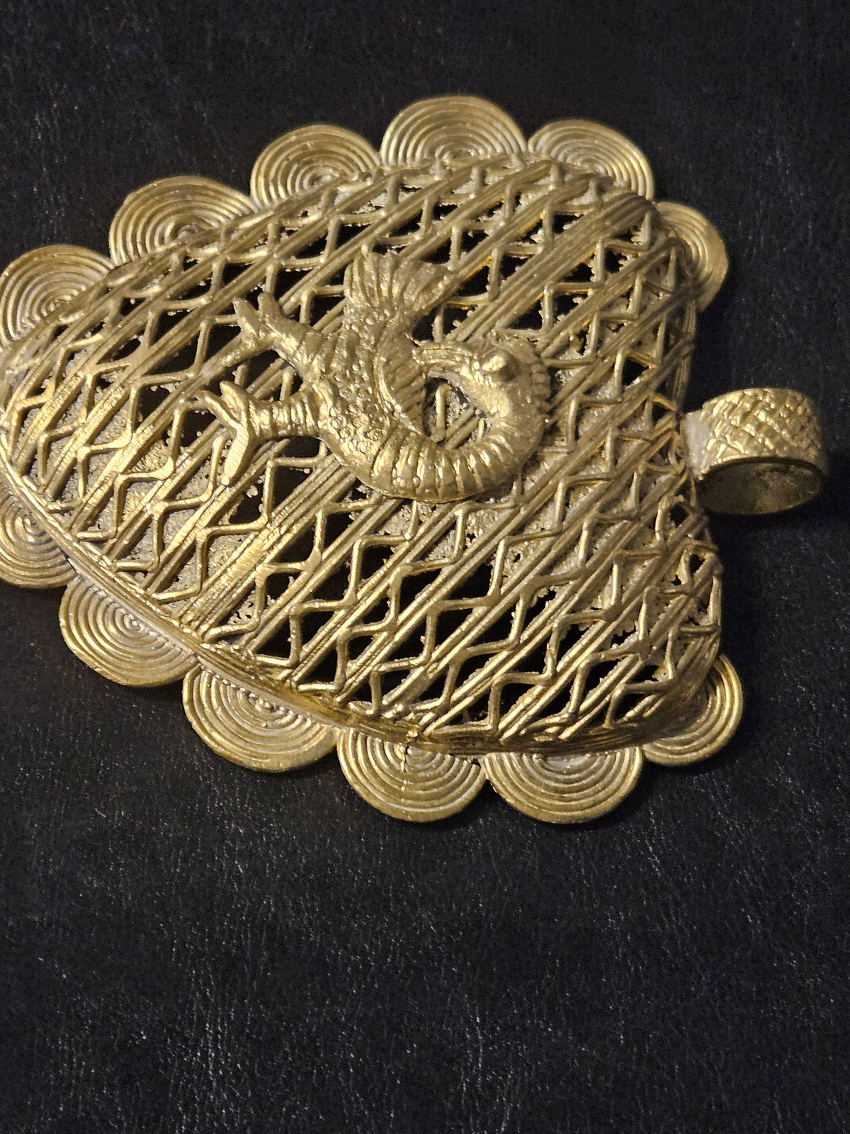 Oversized Sankofa Bird Adinkra Brass Pendant Handmade in Ghana