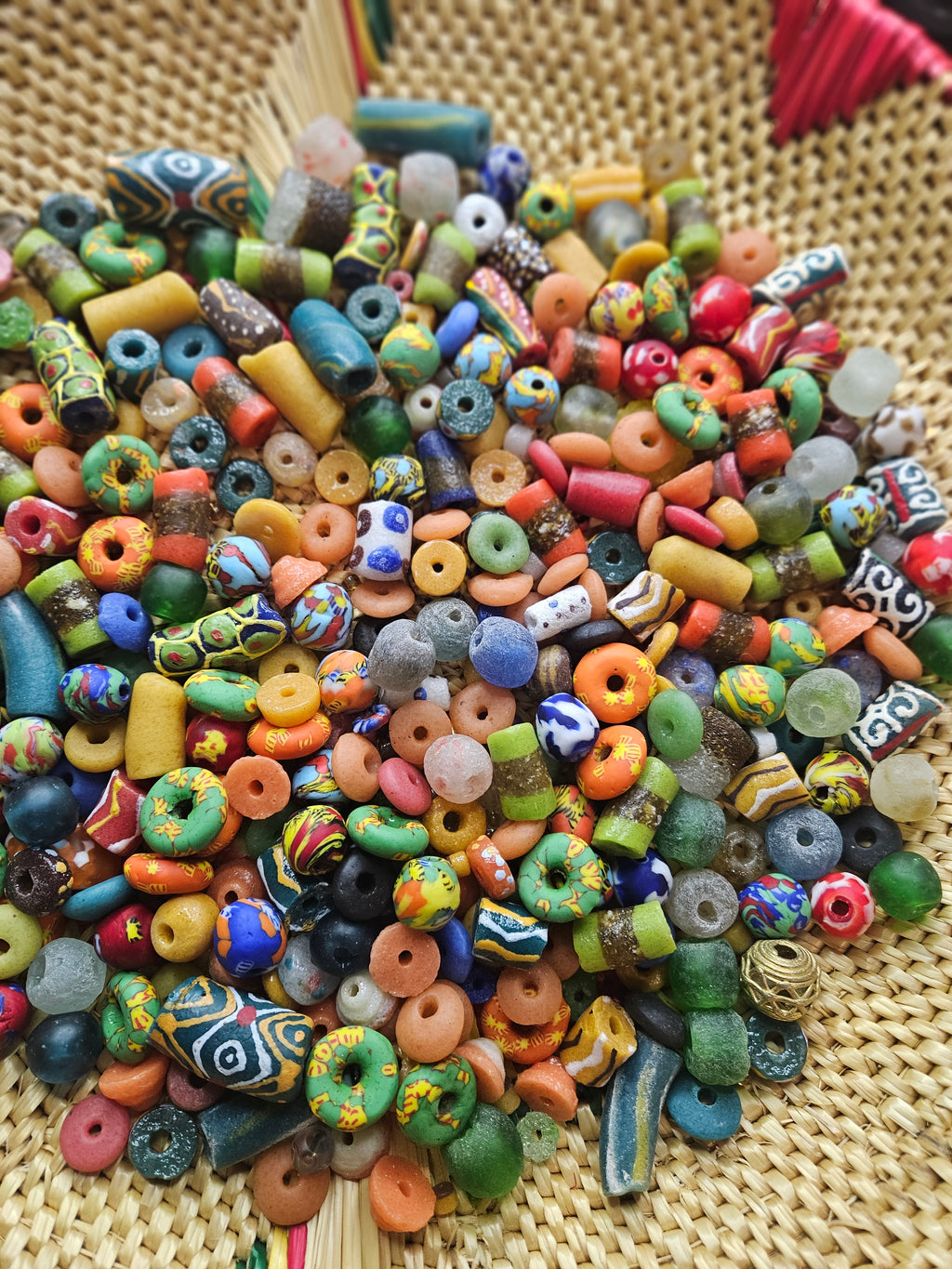 Large Assorted Krobo Recycled Glass Bead Batch