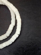 Frosty White Small Cube Tube Krobo Powdered Glass Beads | Ghana Recycled Glass | 77–78 Beads