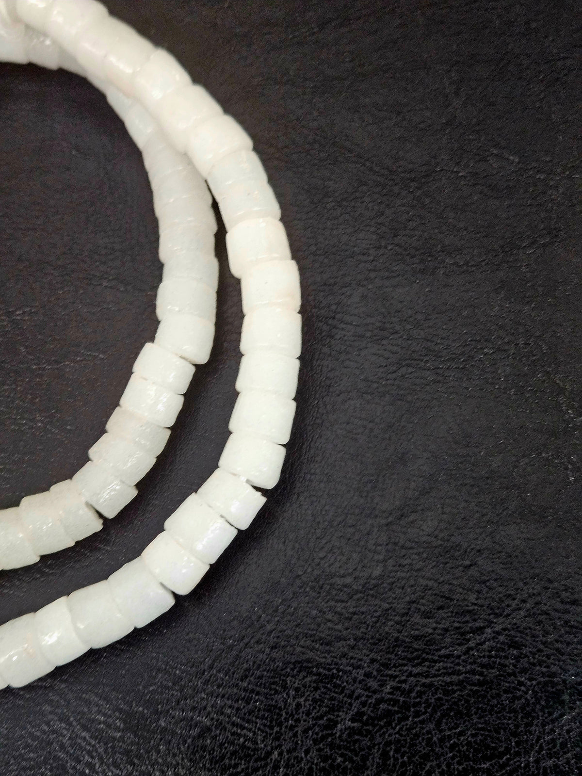 Frosty White Small Cube Tube Krobo Powdered Glass Beads | Ghana Recycled Glass | 77–78 Beads