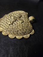 Large Akofena Ghana Brass Statement Pendant – Woven Geometric Focal