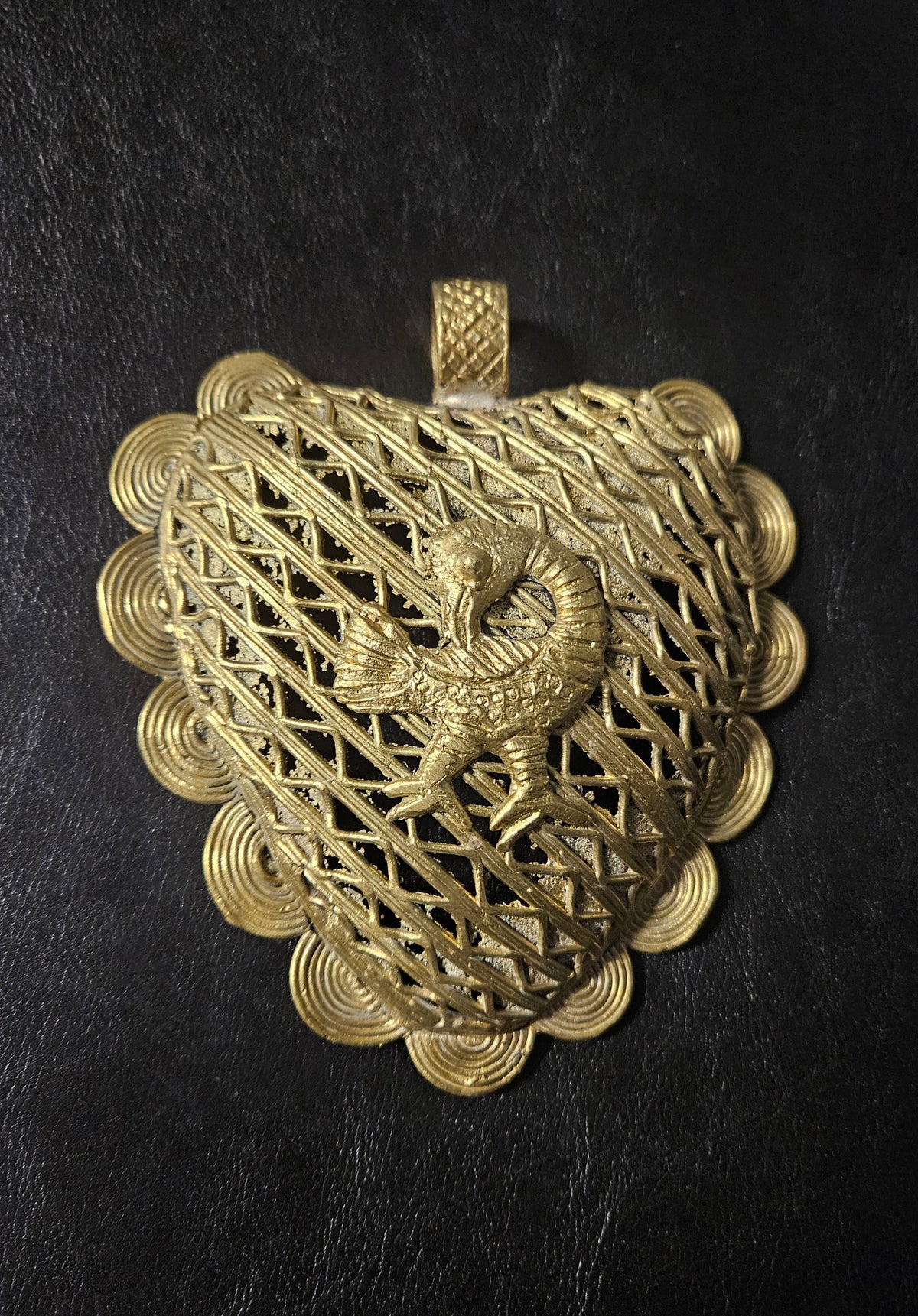 Oversized Sankofa Bird Adinkra Brass Pendant Handmade in Ghana