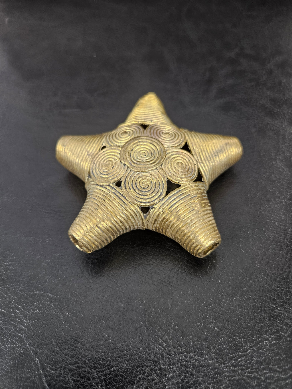 Oversized African Ashanti Brass Star Bead | Ghana Statement Focal Bead