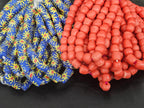 Royal Cobalt Blue Painted Krobo Glass Tube Beads | Handmade Recycled Glass Beads from Ghana