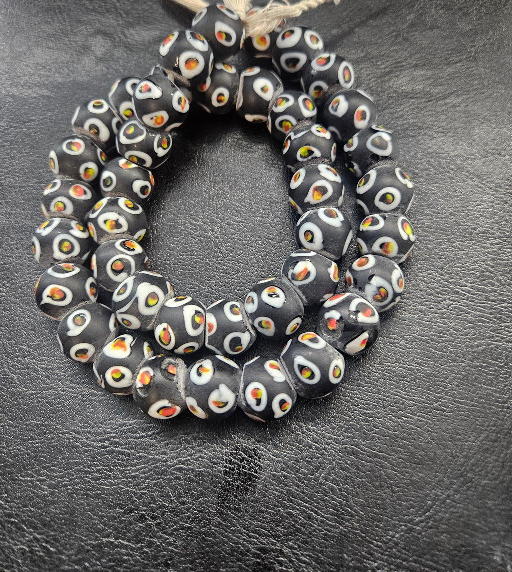Designer Eye Trade Beads – Black, White & Multicolor 37–38 Beads