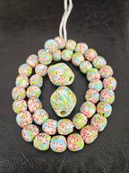 African Glass Bead Bundle – Multicolor Krobo Rounds + Focal Beads