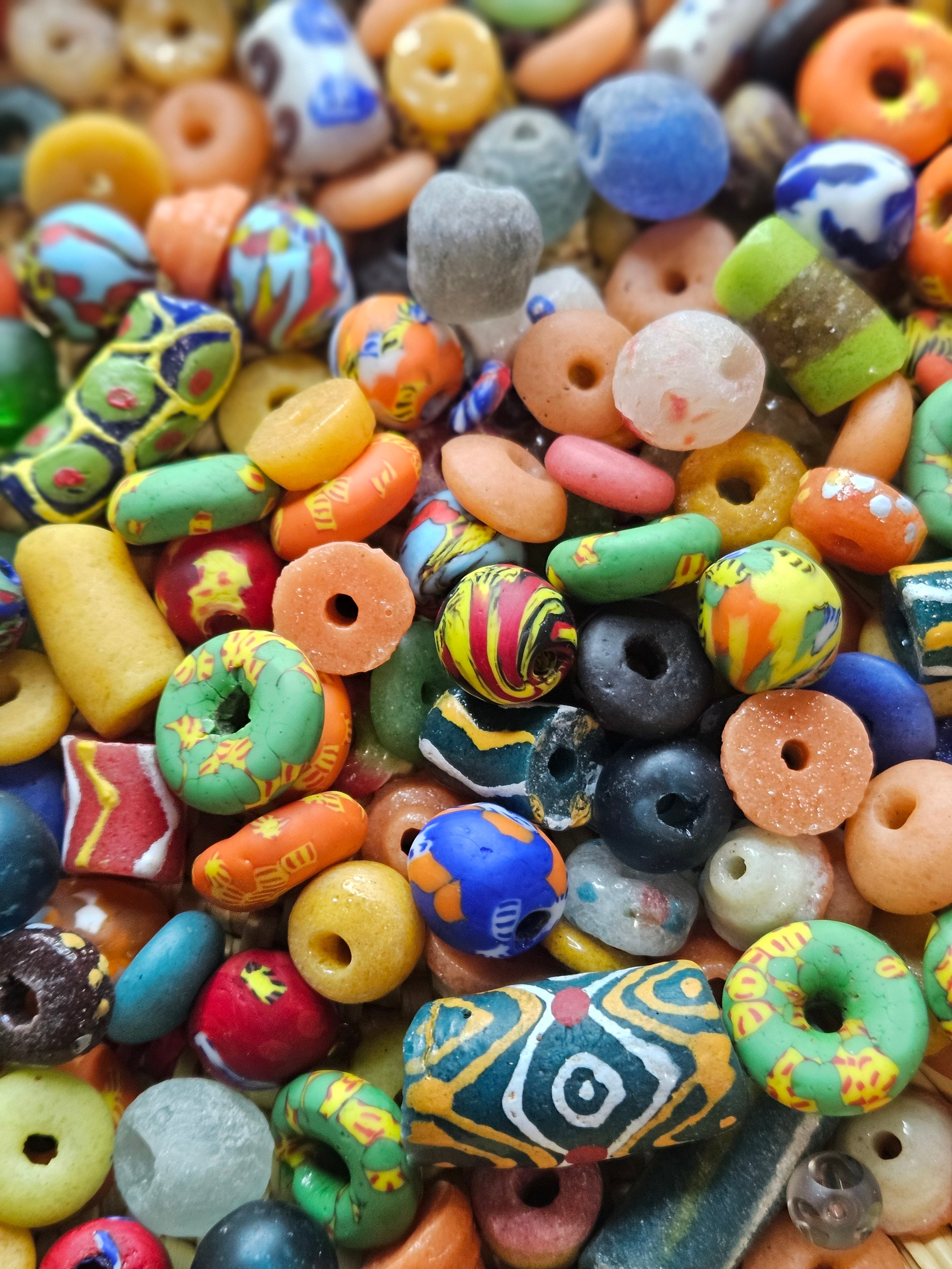 Large Assorted Krobo Recycled Glass Bead Batch