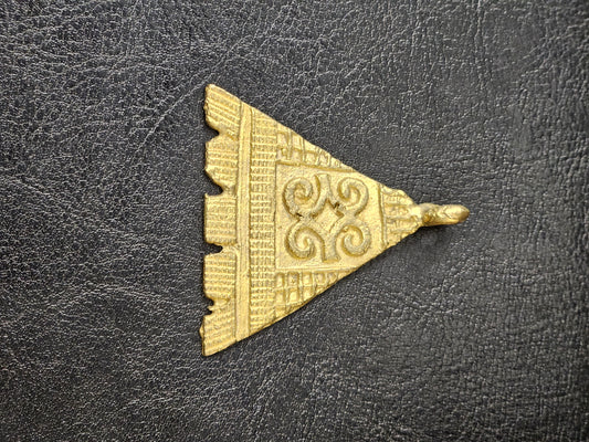Handcrafted African Brass Pendant – Adinkra Dwennimmen (Strength & Humility) Symbol, 55x40mm | Ghanaian Artisan Jewelry Component