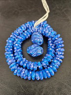 African Glass Bead Bundle – Blue Krobo Rondelles + Bicone Focal Beads