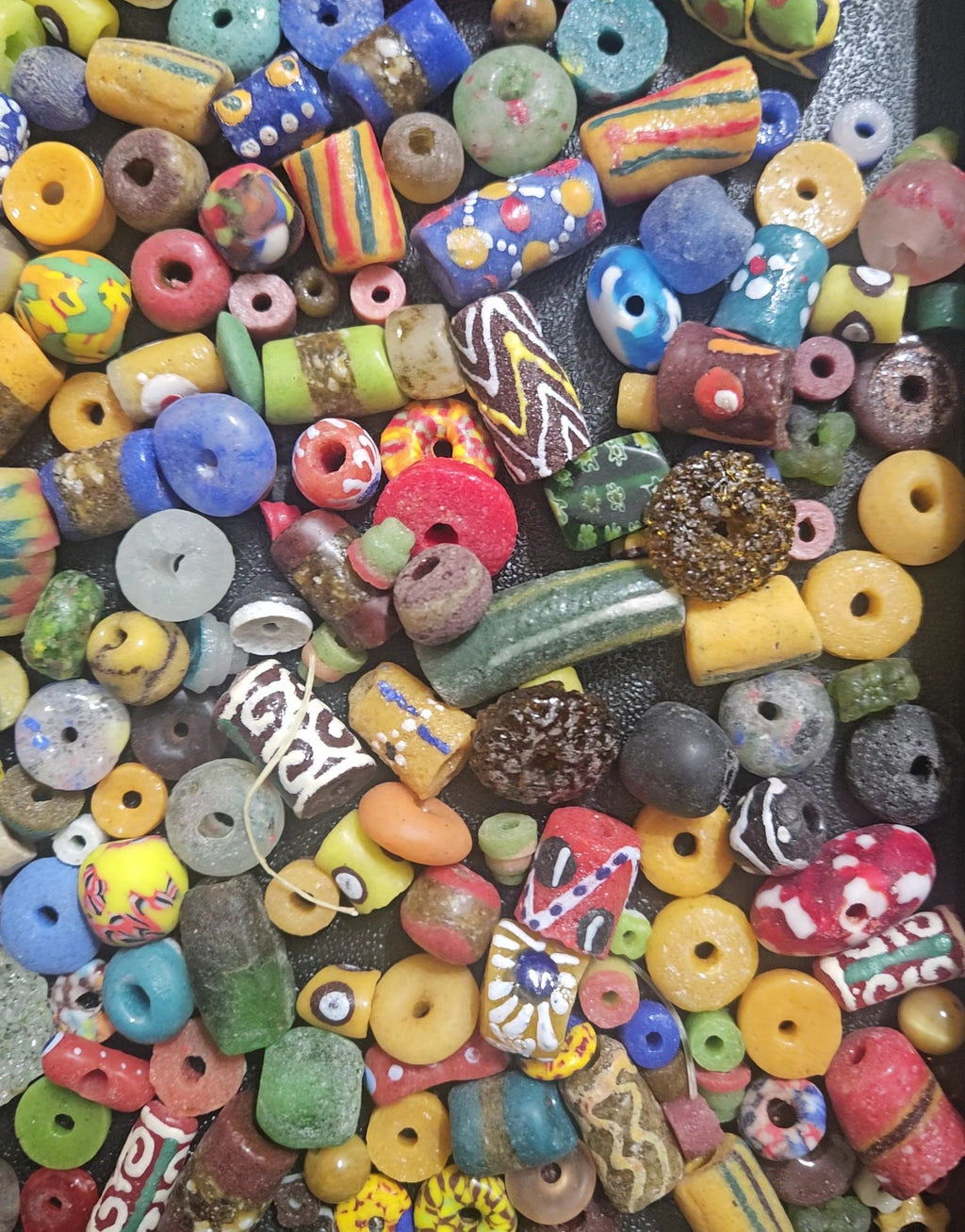 African Beads Soup Mix – 1 Cup (160+ Handcrafted Ghana Krobo Recycled Glass Beads for Jewelry & DIY, 1lb)