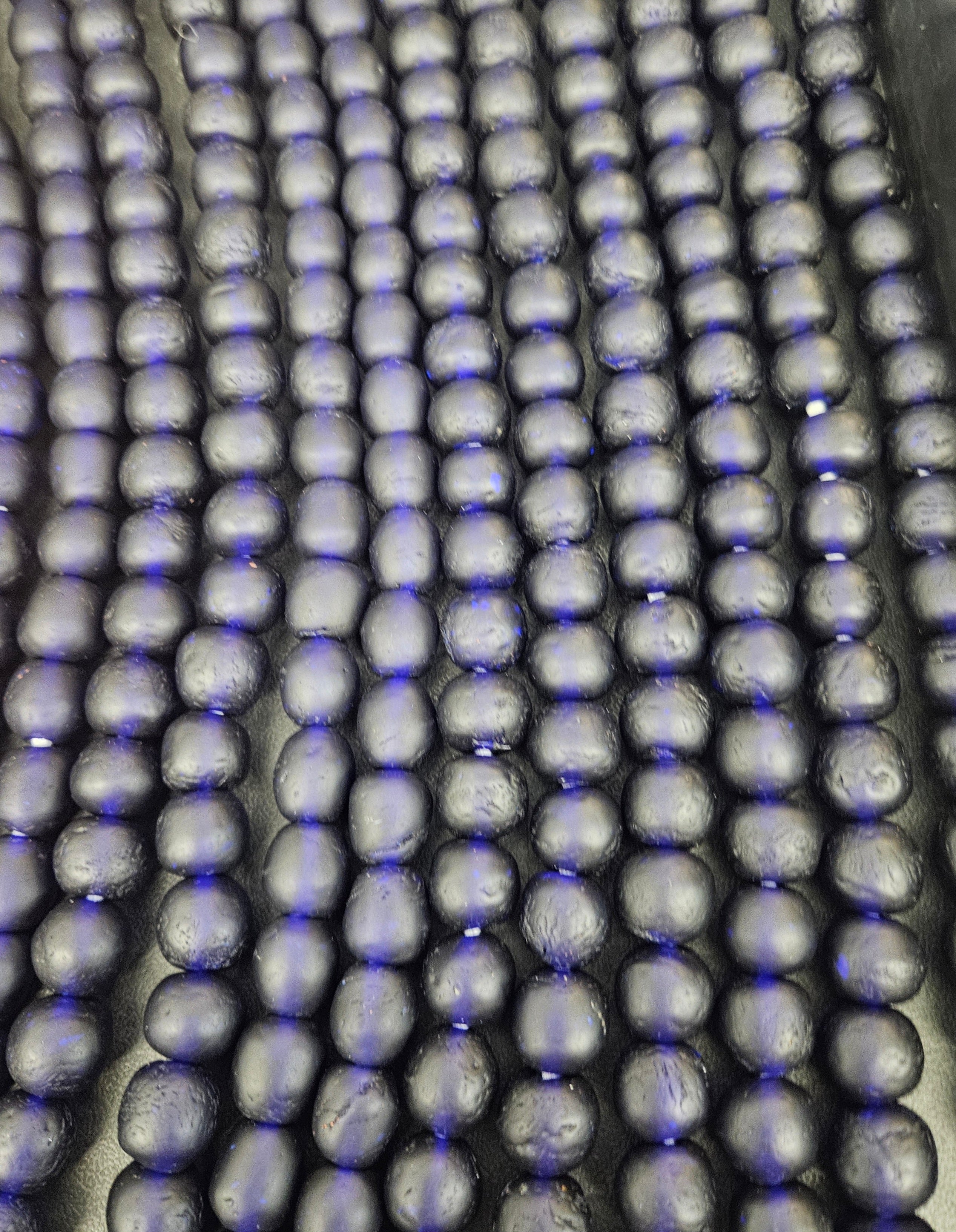 African Glass Beads – Deep Indigo Krobo Pocket Beads from Ghana