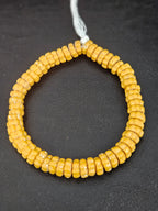 Solid Golden Yellow Krobo Glass Spacer Beads, Handmade African Recycled Glass Beads, Ghana Jewelry Making Supplies