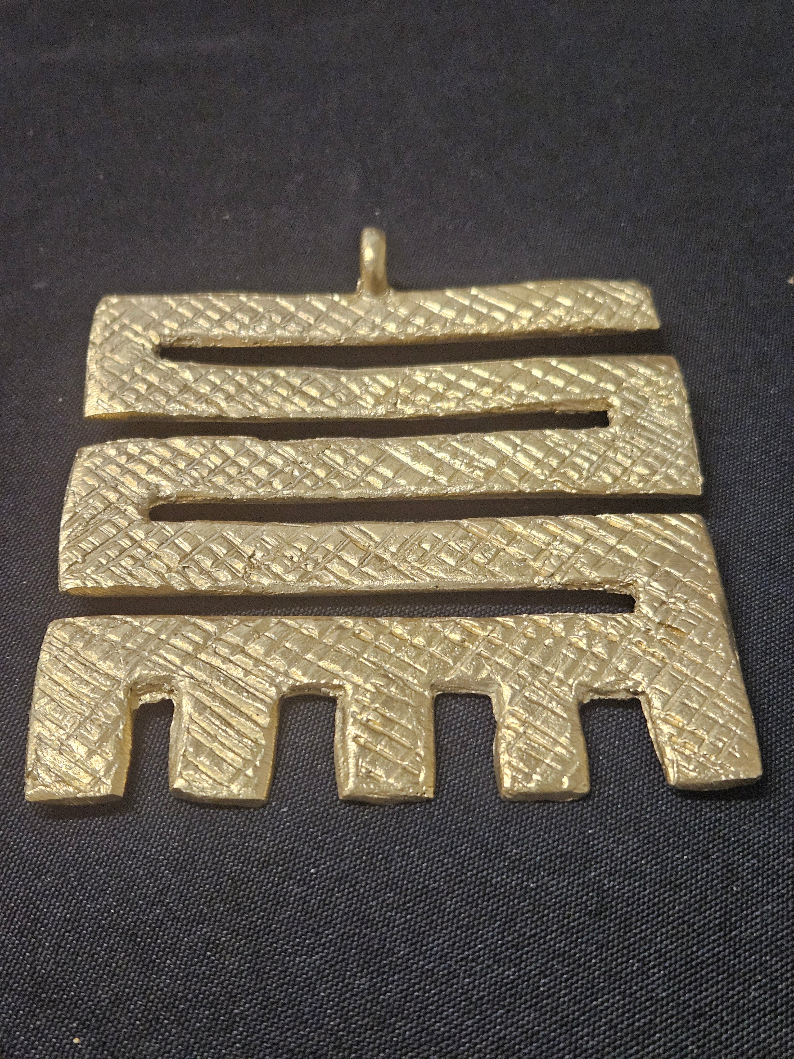 Oversized Nkyinkyim Ashanti Brass Pendant | Authentic Ghanaian Adinkra Symbol | Handcrafted African Brass Statement Pendant