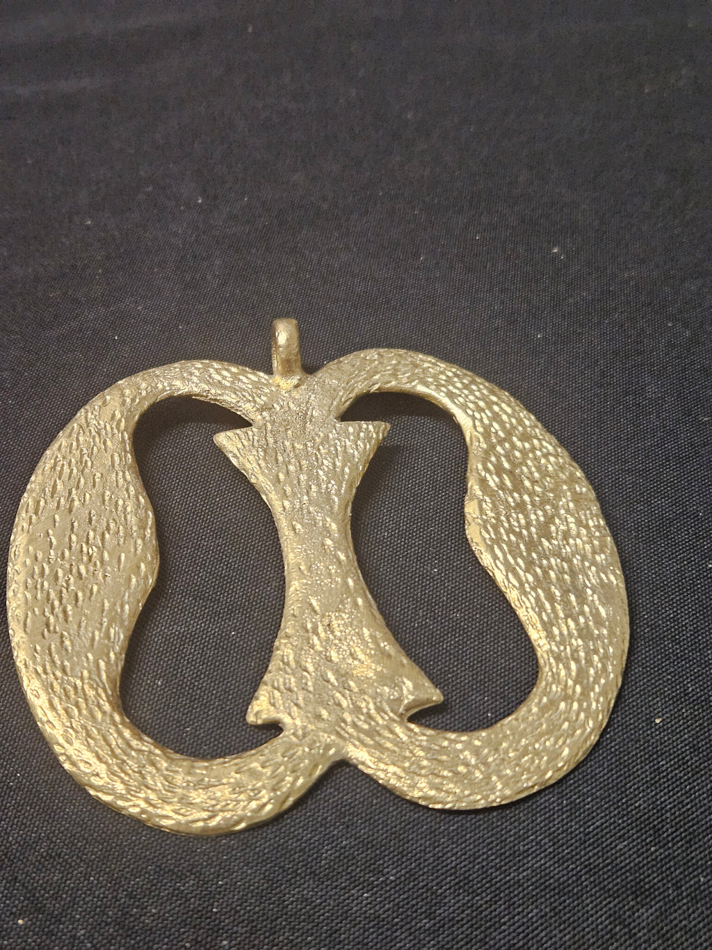 Oversized Nkonsonkonson Ashanti Brass Pendant – Handcrafted Adinkra Symbol from Ghana (4" x 4.5")