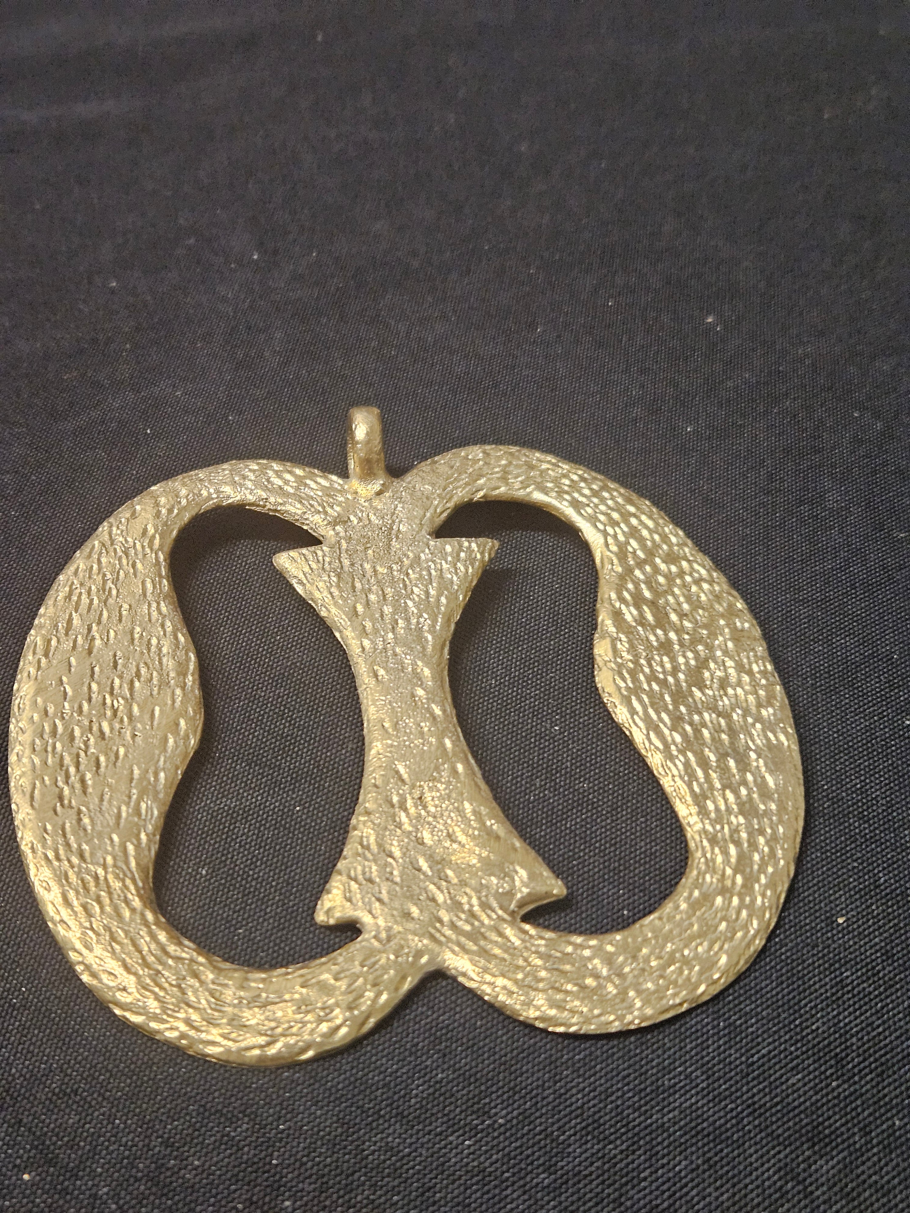 Oversized Nkonsonkonson Ashanti Brass Pendant – Handcrafted Adinkra Symbol from Ghana (4" x 4.5")