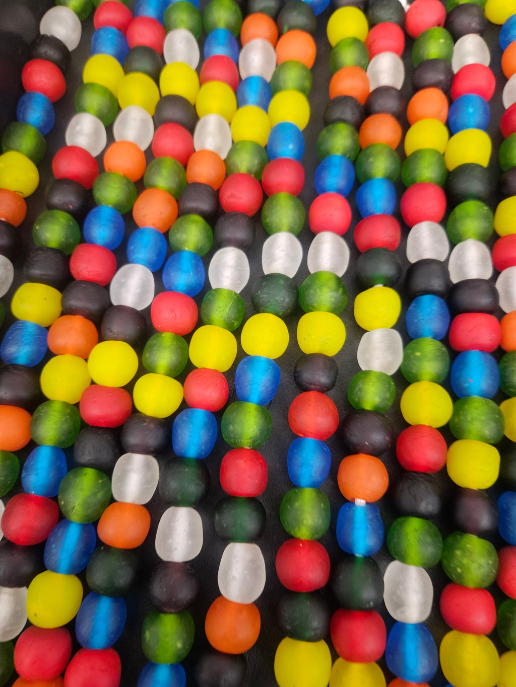 African Glass Beads – Multicolor Krobo Pocket Bead Strand from Ghana