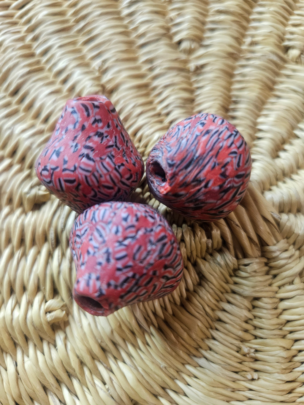 24mm Fused Krobo Glass Focal Bead – Handcrafted Ghana Trade Bead