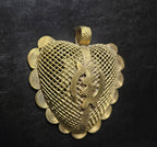 Oversized Gye Nyame Adinkra Symbol Brass Pendant Handmade in Ghana