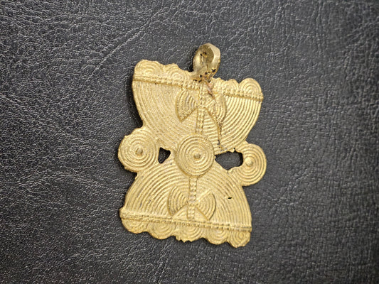 Handcrafted African Brass Pendant – Abstract Geometric Design | Authentic Ghanaian Jewelry Component