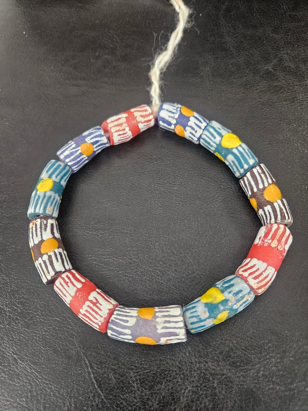 African Glass Beads – Painted Krobo Long Tubes, Multicolor Krobo Beads