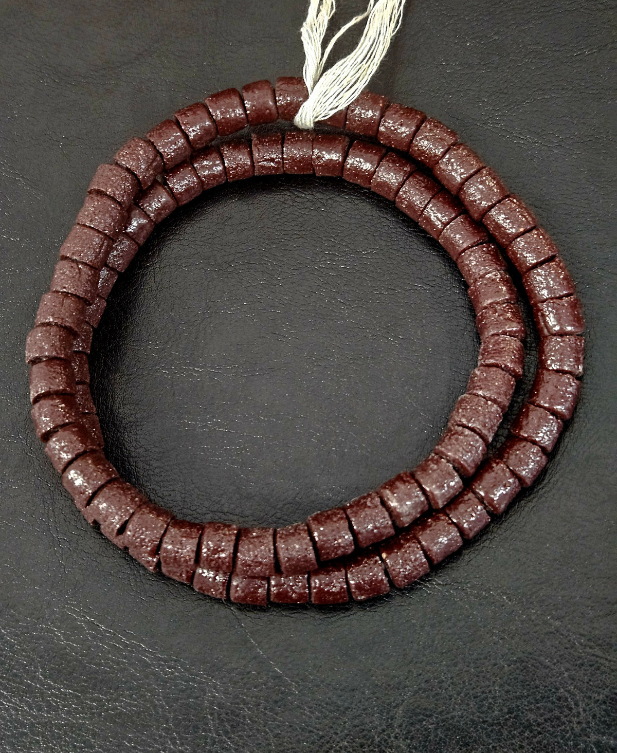 Deep Cocoa Small Cube Tube Krobo Glass Beads | Designer Strand from Ghana
